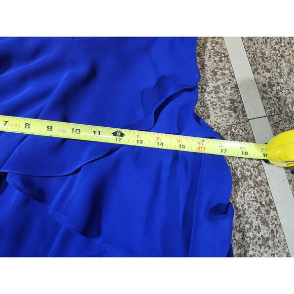 SLNY Women's Blue Chiffon Tiered Salsa Tank Dress 8 Whimsical Knee Length Boho - Picture 2 of 8